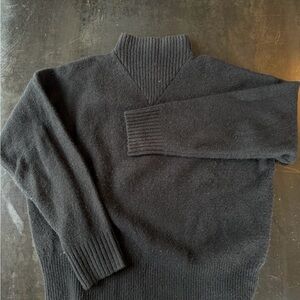 Black Ribbed Mock-Neck Sweater